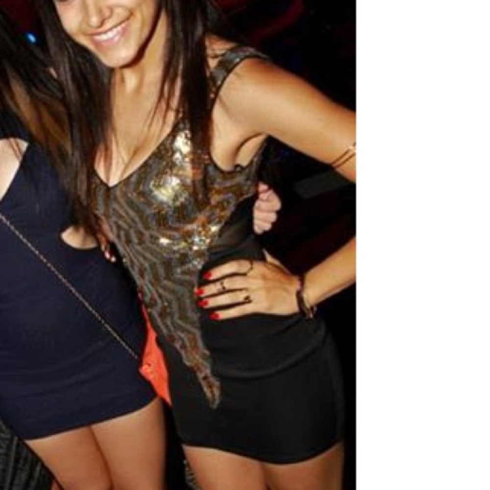2 Toned Sequin Bodycon dress w Mesh cutout sides
